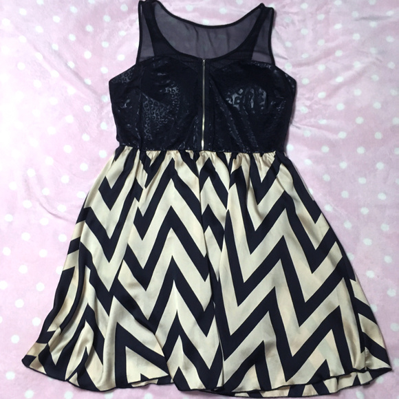 Lucie Lu Dresses & Skirts - Leopard Print Black & Gold Striped Mesh Top Dress